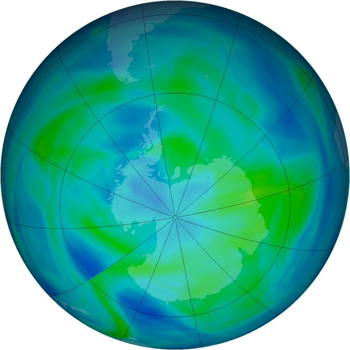 Antarctic ozone map for 01 April 2006